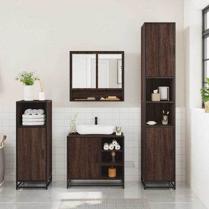 Set Mobili da Bagno 3 pz Rovere Marrone in Legno Multistrato | homemem39