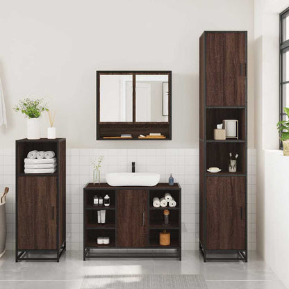 Set Mobili da Bagno 3 pz Rovere Marrone in Legno Multistrato | homemem39