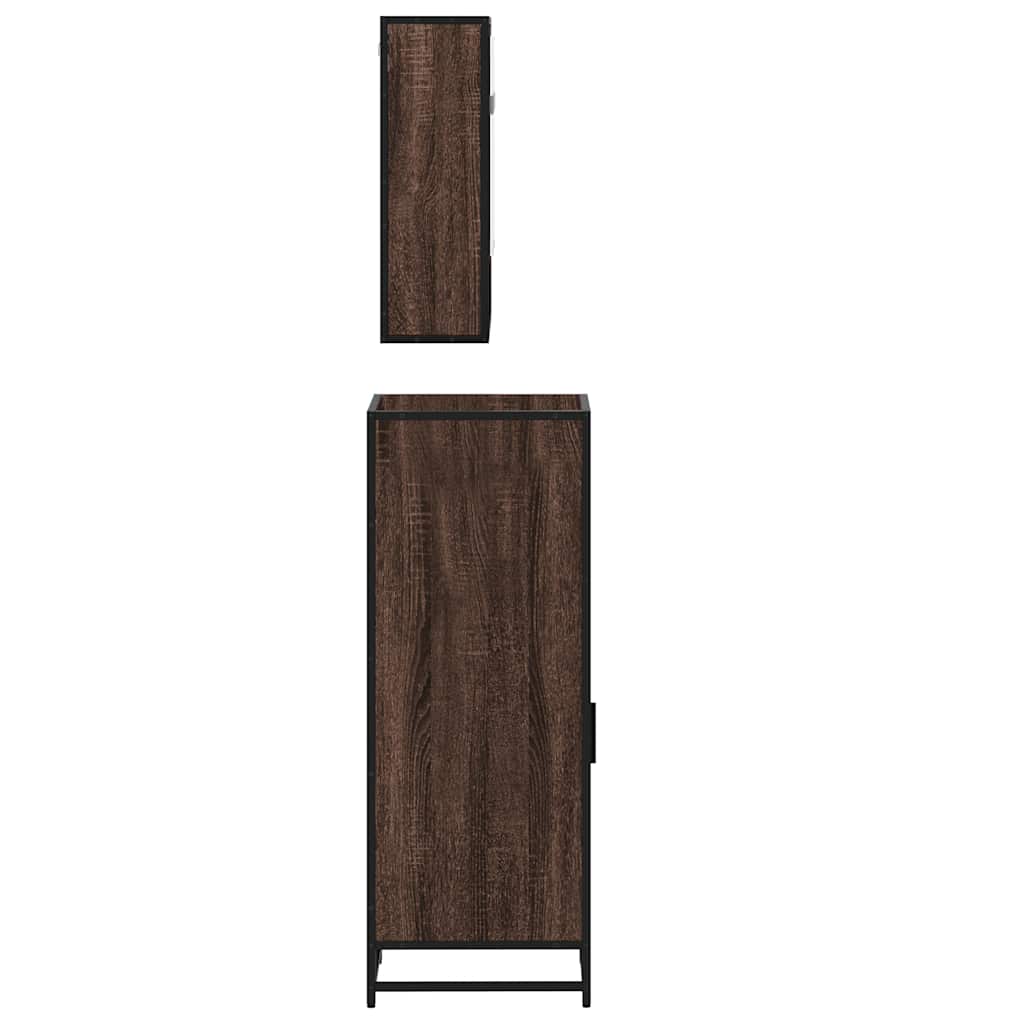 Set Mobili da Bagno 3 pz Rovere Marrone in Legno Multistrato | homemem39