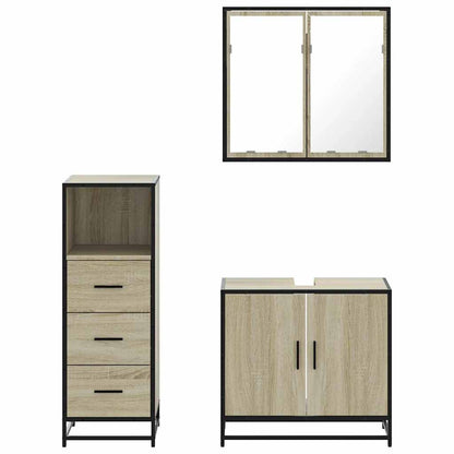 Set Mobili da Bagno 3 pz Rovere Sonoma in Legno Multistrato | homemem39