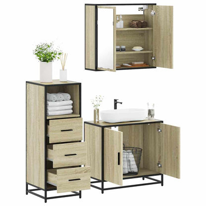 Set Mobili da Bagno 3 pz Rovere Sonoma in Legno Multistrato | homemem39