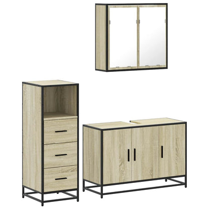 Set Mobili da Bagno 3 pz Rovere Sonoma in Legno Multistrato | homemem39