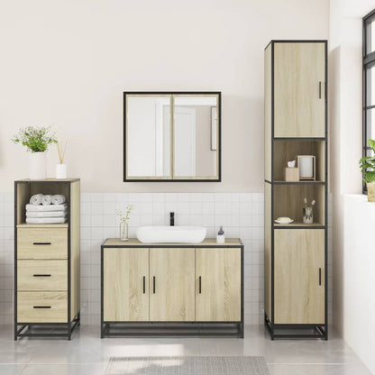 Set Mobili da Bagno 3 pz Rovere Sonoma in Legno Multistrato | homemem39