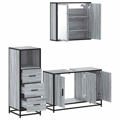 Set Mobili da Bagno 3 pz Grigio Sonoma in Legno Multistrato | homemem39