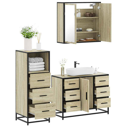 Set Mobili da Bagno 3 pz Rovere Sonoma in Legno Multistrato | homemem39