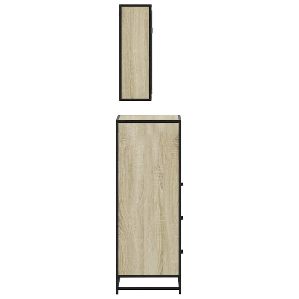 Set Mobili da Bagno 3 pz Rovere Sonoma in Legno Multistrato | homemem39