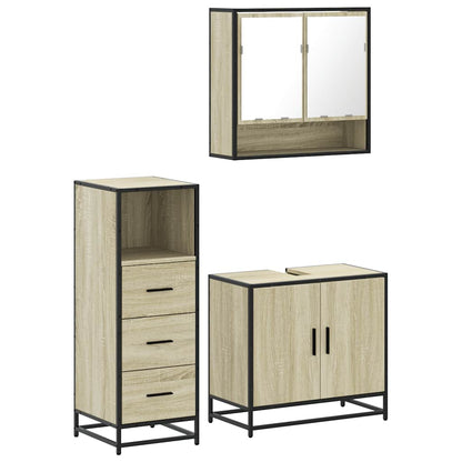 Set Mobili da Bagno 3 pz Rovere Sonoma in Legno Multistrato | homemem39