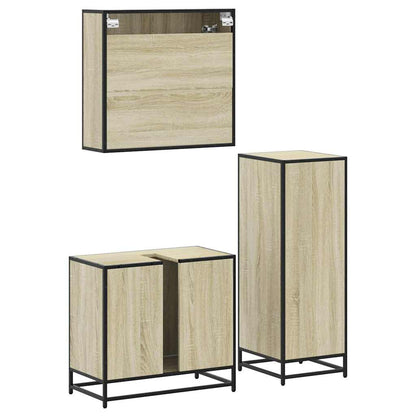 Set Mobili da Bagno 3 pz Rovere Sonoma in Legno Multistrato | homemem39