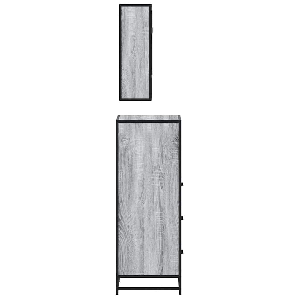 Set Mobili da Bagno 3 pz Grigio Sonoma in Legno Multistrato | homemem39