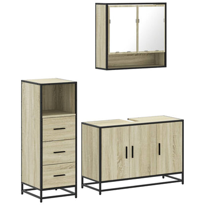 Set Mobili da Bagno 3 pz Rovere Sonoma in Legno Multistrato | homemem39