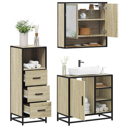 Set Mobili da Bagno 3 pz Rovere Sonoma in Legno Multistrato | homemem39