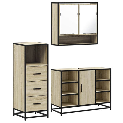 Set Mobili da Bagno 3 pz Rovere Sonoma in Legno Multistrato | homemem39
