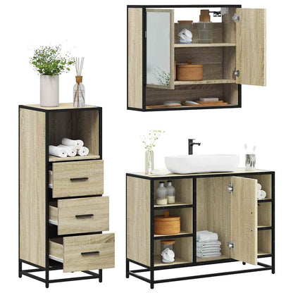 Set Mobili da Bagno 3 pz Rovere Sonoma in Legno Multistrato | homemem39