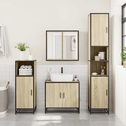 Set Mobili da Bagno 3 pz Rovere Sonoma in Legno Multistrato | homemem39