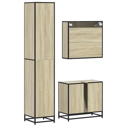 Set Mobili da Bagno 3 pz Rovere Sonoma in Legno Multistrato | homemem39