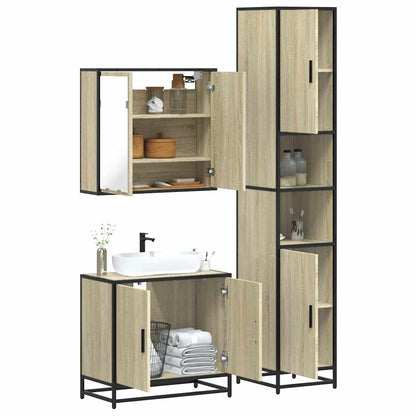 Set Mobili da Bagno 3 pz Rovere Sonoma in Legno Multistrato | homemem39