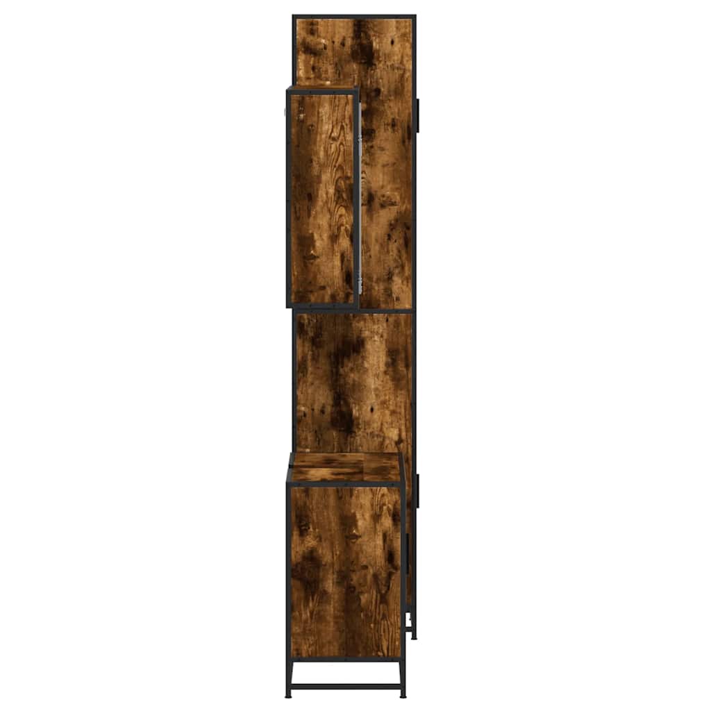Set Mobili da Bagno 3 pz Rovere Fumo in Legno Multistrato | homemem39