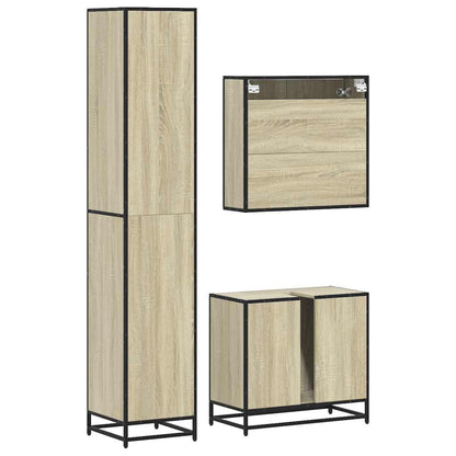 Set Mobili da Bagno 3 pz Rovere Sonoma in Legno Multistrato | homemem39