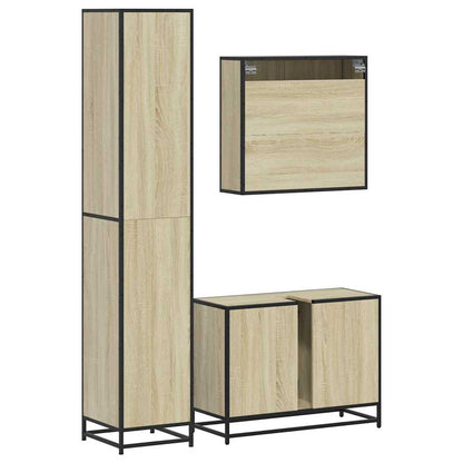 Set Mobili da Bagno 3 pz Rovere Sonoma in Legno Multistrato | homemem39