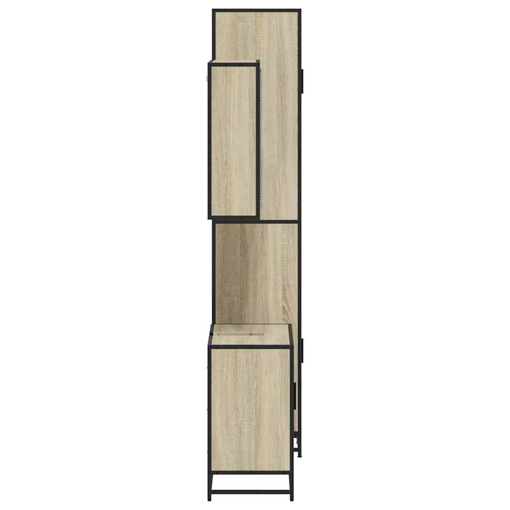 Set Mobili da Bagno 3 pz Rovere Sonoma in Legno Multistrato | homemem39