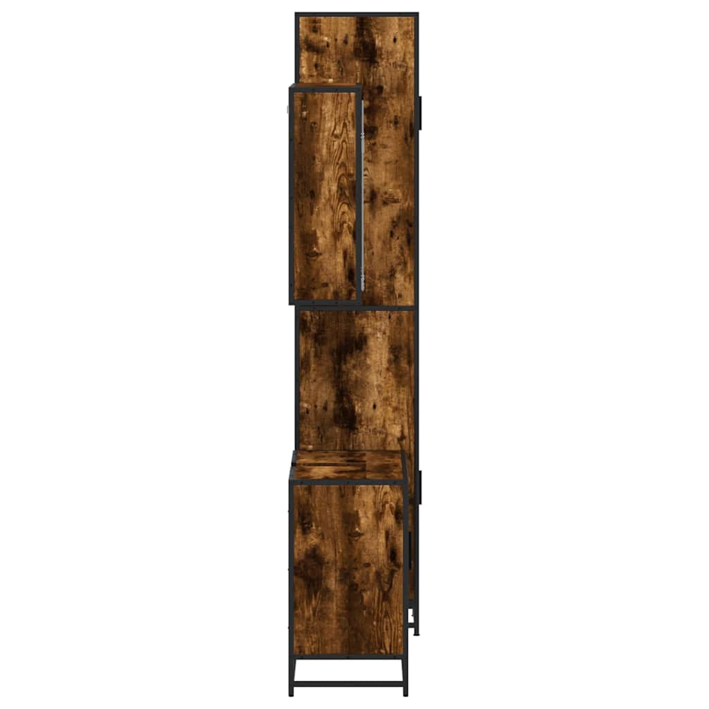 Set Mobili da Bagno 3 pz Rovere Fumo in Legno Multistrato | homemem39