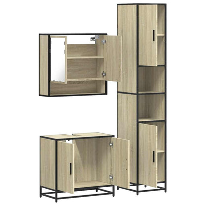 Set Mobili da Bagno 3 pz Rovere Sonoma in Legno Multistrato | homemem39