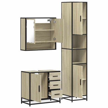 Set Mobili da Bagno 3 pz Rovere Sonoma in Legno Multistrato | homemem39