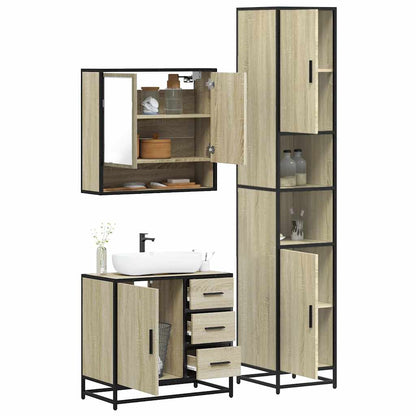 Set Mobili da Bagno 3 pz Rovere Sonoma in Legno Multistrato | homemem39