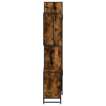 Set Mobili da Bagno 3 pz Rovere Fumo in Legno Multistrato