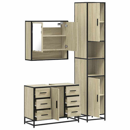 Set Mobili da Bagno 3 pz Rovere Sonoma in Legno Multistrato | homemem39