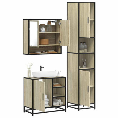 Set Mobili da Bagno 3 pz Rovere Sonoma in Legno Multistrato | homemem39