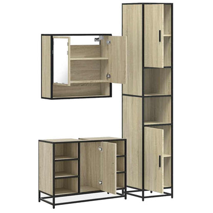 Set Mobili da Bagno 3 pz Rovere Sonoma in Legno Multistrato | homemem39