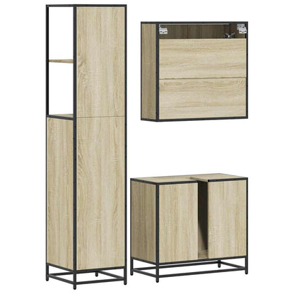 Set Mobili da Bagno 3 pz Rovere Sonoma in Legno Multistrato | homemem39
