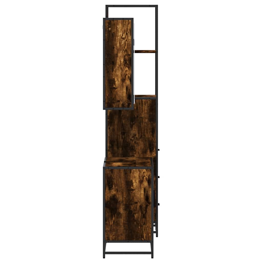 Set Mobili da Bagno 3 pz Rovere Fumo in Legno Multistrato | homemem39