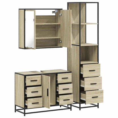 Set Mobili da Bagno 3 pz Rovere Sonoma in Legno Multistrato | homemem39