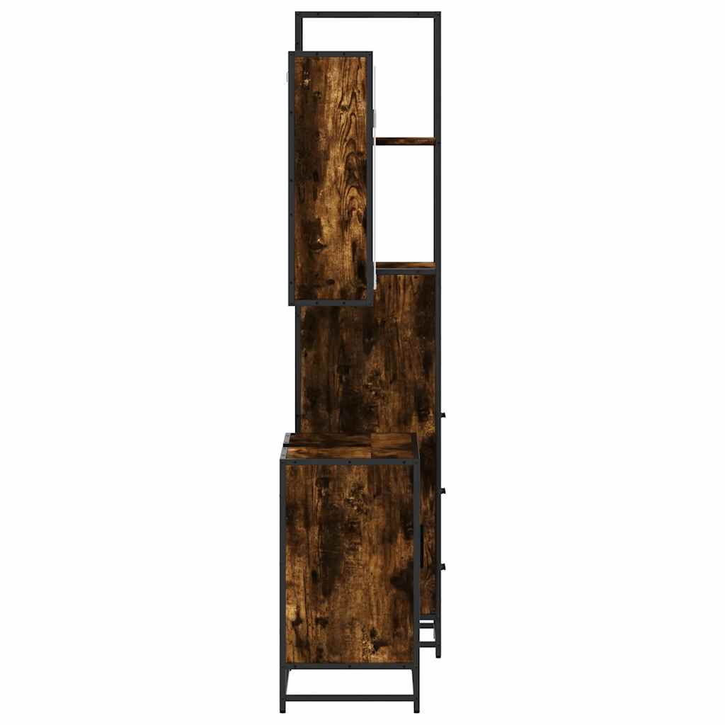Set Mobili da Bagno 3 pz Rovere Fumo in Legno Multistrato | homemem39
