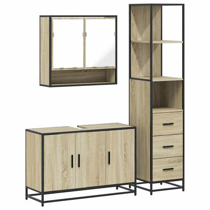 Set Mobili da Bagno 3 pz Rovere Sonoma in Legno Multistrato | homemem39