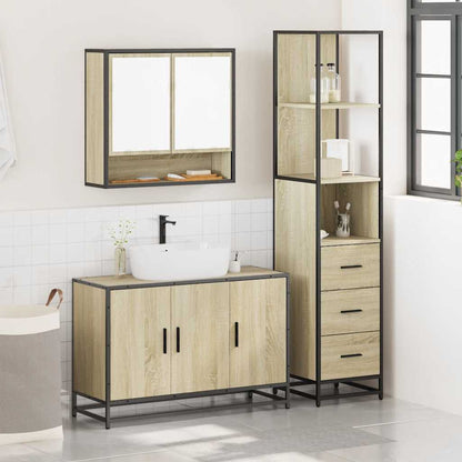 Set Mobili da Bagno 3 pz Rovere Sonoma in Legno Multistrato | homemem39