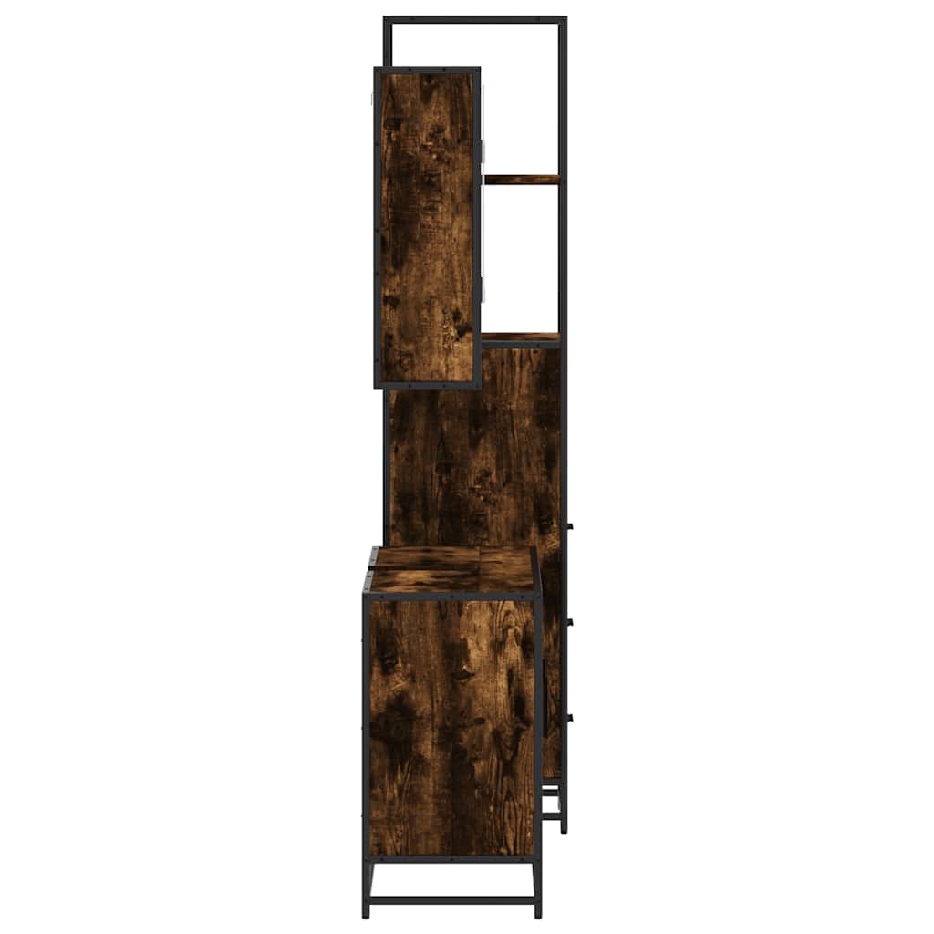 Set Mobili da Bagno 3 pz Rovere Fumo in Legno Multistrato | homemem39