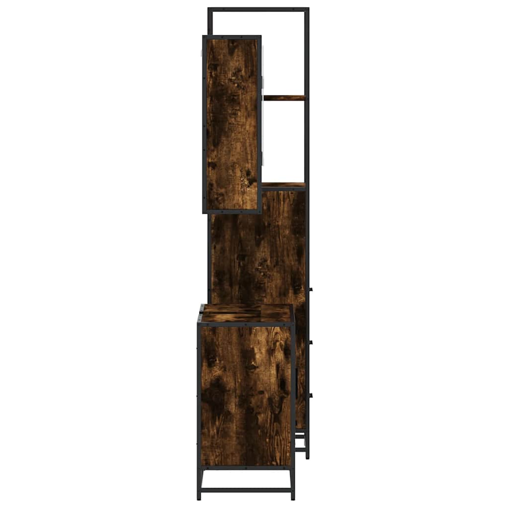 Set Mobili da Bagno 3 pz Rovere Fumo in Legno Multistrato | homemem39
