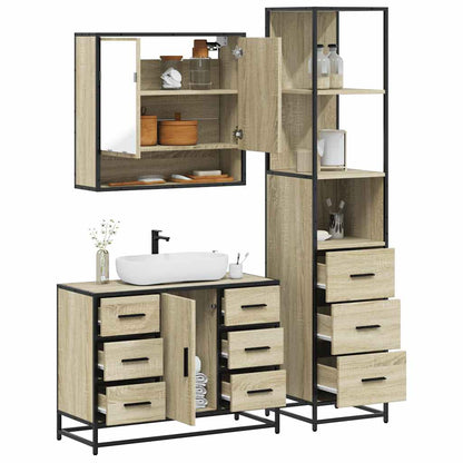 Set Mobili da Bagno 3 pz Rovere Sonoma in Legno Multistrato | homemem39