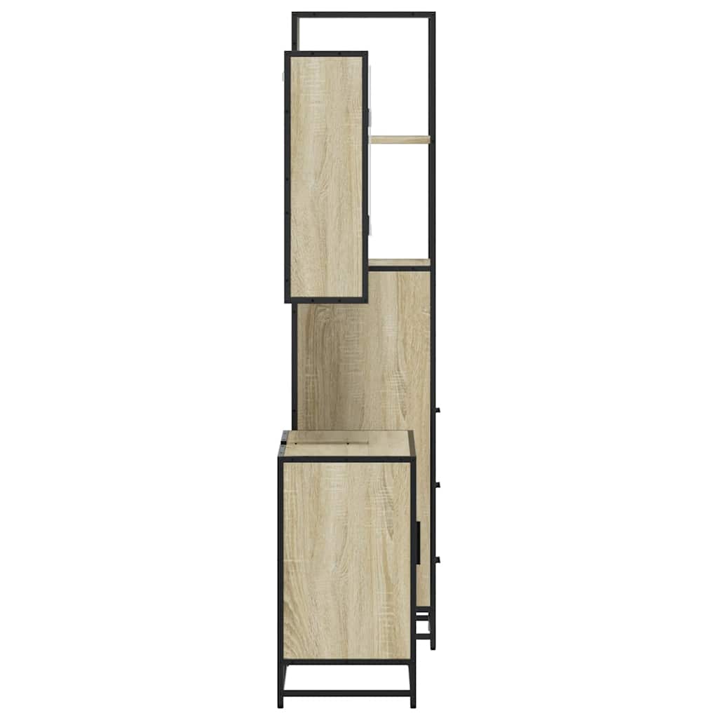 Set Mobili da Bagno 3 pz Rovere Sonoma in Legno Multistrato | homemem39