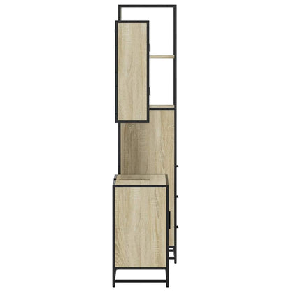 Set Mobili da Bagno 3 pz Rovere Sonoma in Legno Multistrato | homemem39