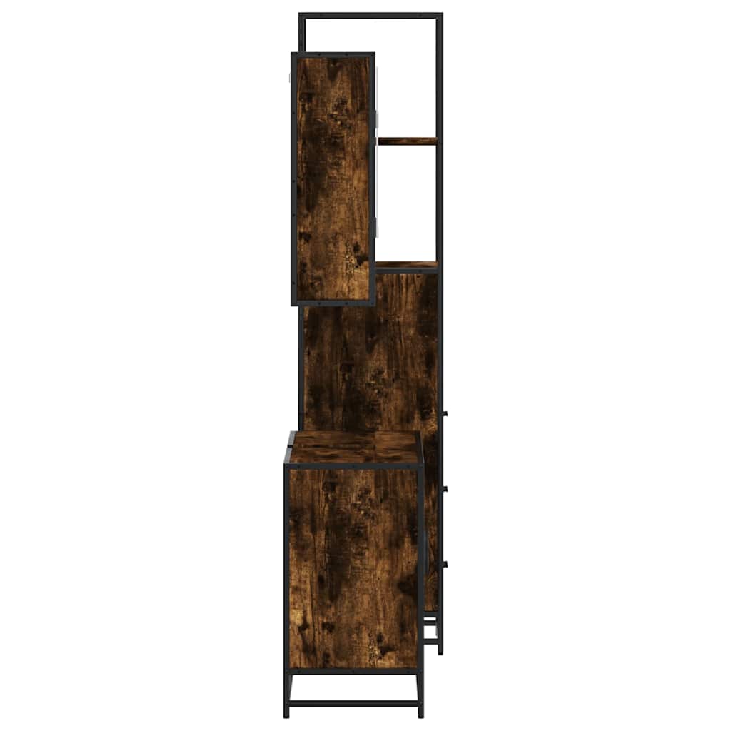 Set Mobili da Bagno 3 pz Rovere Fumo in Legno Multistrato | homemem39