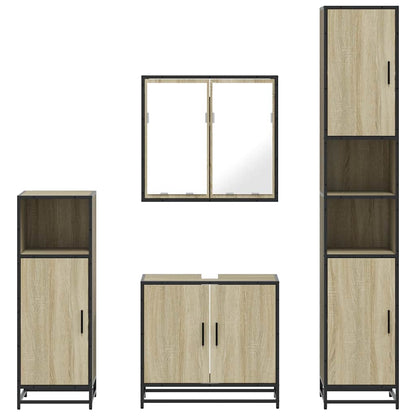 Set Mobili da Bagno 4 pz Rovere Sonoma in Legno Multistrato | homemem39