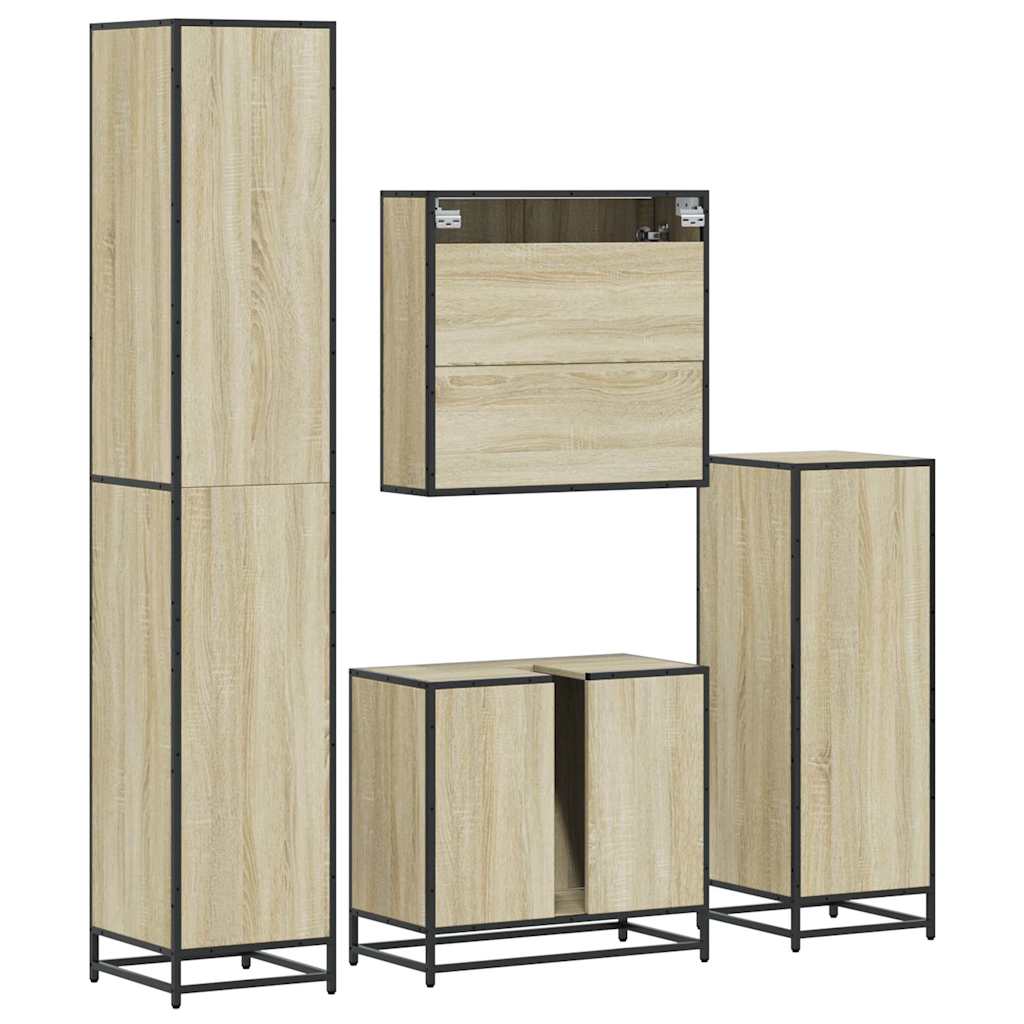Set Mobili da Bagno 4 pz Rovere Sonoma in Legno Multistrato | homemem39