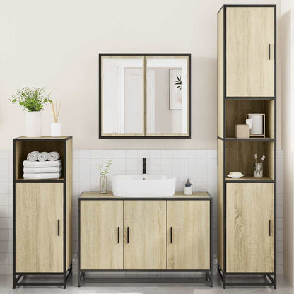 Set Mobili da Bagno 4 pz Rovere Sonoma in Legno Multistrato | homemem39