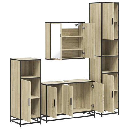 Set Mobili da Bagno 4 pz Rovere Sonoma in Legno Multistrato | homemem39