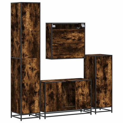 Set Mobili da Bagno 4 pz Rovere Fumo in Legno Multistrato | homemem39
