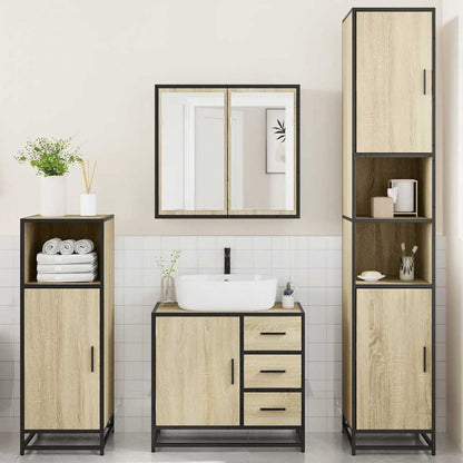 Set Mobili da Bagno 4 pz Rovere Sonoma in Legno Multistrato | homemem39